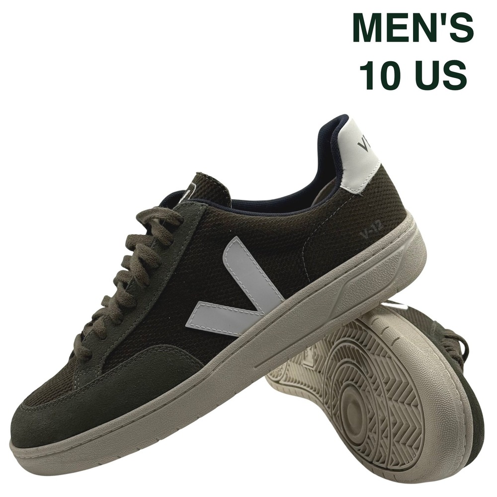 Veja‎ V-12 B-Mesh Sneakers Men's US 10 EU 43 Olive Green White Low Top Shoes